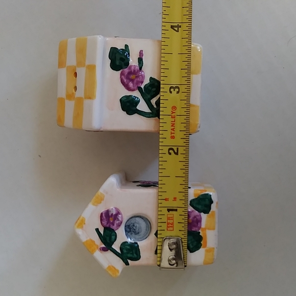 Floral Ceramic Birdhouse Napkin Holder with Salt & Papper Shakers Set of 3 - Picture 6 of 13